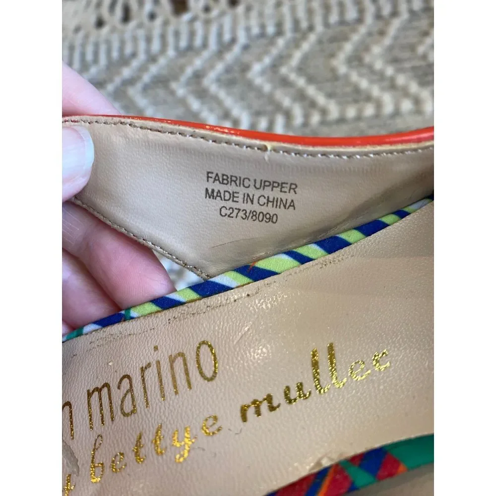 ANN‎ MARINO x BETTYE MULLER Sandals TROPICAL Fabric Print SLINGBACK Pointed sz 6